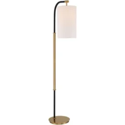 Possini Euro Design Sausalito Mid Century Modern Downbridge Floor Lamp 67" Tall Warm Gold Black Metal Linen Cylinder Shade For Living Room Reading -Famous Lighting Store GUEST 445aba6b dd36 4b8e 8106 e7d50d67ca60