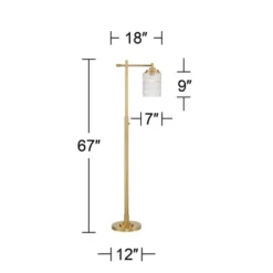 Possini Euro Design Kinsey Modern Downbridge Floor Lamp 67" Tall Warm Brass Metal Stone Pattern Glass Shade For Living Room Reading Bedroom Office -Famous Lighting Store GUEST 461da0e8 8e4f 4dd3 83f5 893c649dceab