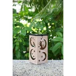 Techko Maid LED Solar 10.8" Portable Moon & Star Cut Out Decorative Outdoor Lantern Clear -Famous Lighting Store GUEST 4642c5c2 1464 4e4d 8146 1981b10cf952