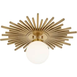 Possini Euro Design Hazel Modern Ceiling Light Semi Flush Mount Fixture 24" Wide Warm Brass White Globe Shade For Bedroom Kitchen Living Room Hallway -Famous Lighting Store GUEST 48188eba 2f68 4f86 9f8a a54dd55ba25f