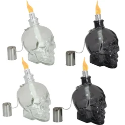 Sunnydaze Decor Sunnydaze Grinning Skull Glass Tabletop Torches - Clear And Black -Famous Lighting Store GUEST 48e4a326 c5f6 4fe2 8325 84539c186dd6