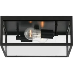 John Timberland Modern Outdoor Ceiling Light Fixture Matte Black 12" Clear Glass Panels Square Exterior House Porch Patio Outside 12 John Timberland Modern Outdoor Ceiling Light Fixture Matte Black 12" Clear Glass Panels Square Exterior House Porch Patio Outside -Famous Lighting Store GUEST 4e075bcb 874e 4f19 9015 357d14560ca6