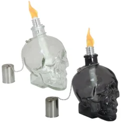 Sunnydaze Decor Sunnydaze Grinning Skull Glass Tabletop Torches - Clear And Black -Famous Lighting Store GUEST 5035e576 891b 448c 85ea 632b2bfdc05a