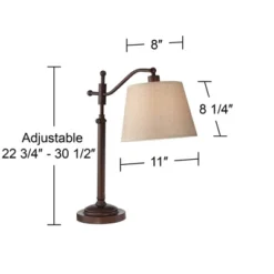 Regency Hill Downbridge Style Desk Table Lamp Adjustable Height 30.5" Tall Bronze Metal Tan Linen Look Shade For Living Room Bedroom Office -Famous Lighting Store GUEST 50881e5d 417b 43d8 a8fd 41448d05c2c1