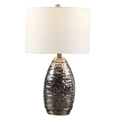Livy Ceramic Table Lamp Silver Base/White Shade - Hampton Hill -Famous Lighting Store GUEST 520882c0 afff 491a 9081 c4216c174320
