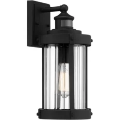 John Timberland Stan Industrial Outdoor Wall Light Fixtures Set Of 2 Textured Black Motion Sensor 15" Clear Glass For Exterior Barn -Famous Lighting Store GUEST 52b8e681 c749 4702 990c 4263be4681fb