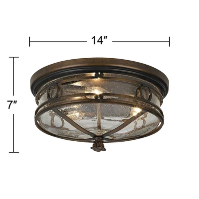 John Timberland Beverly Drive Rustic Flush Mount Outdoor Ceiling Light Bronze 7" Clear Seedy Glass For Post Exterior Barn Deck House Porch Yard Patio 6 John Timberland Beverly Drive Rustic Flush Mount Outdoor Ceiling Light Bronze 7" Clear Seedy Glass For Post Exterior Barn Deck House Porch Yard Patio - Image 6