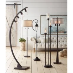 Franklin Iron Works Arcos Industrial Arc Floor Lamp 71" Tall Bronze Brown Metal Dimmable LED Decor For Living Room Reading Bedroom Office House Home -Famous Lighting Store GUEST 5810e929 2f4c 4e54 8434 2533ddae9e0e