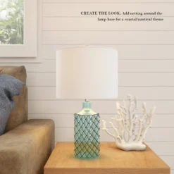 Hastings Home Blue Glass Open Base Table Lamp With LED Bulb And Modern Shade For Coastal, Nautical, And Rustic Cottage Styles 13 Hastings Home Blue Glass Open Base Table Lamp With LED Bulb And Modern Shade For Coastal, Nautical, And Rustic Cottage Styles -Famous Lighting Store GUEST 585a1302 f195 477d b03e c153e5310cae