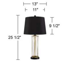 360 Lighting Nathan Modern Table Lamps 25 1/2" High Set Of 2 Gold Metal With USB Charging Ports Black Drum Shade For Bedroom Living Room Home Desk -Famous Lighting Store GUEST 59752d0d bf32 4826 a355 86c1db367ead
