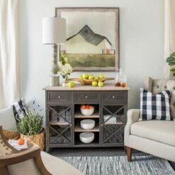 Pateley Spindle Table Lamp With Acrylic Detail And Drum Shade Blue/Gray - StyleCraft