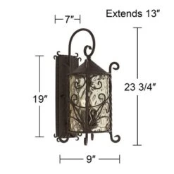 John Timberland Casa Seville Vintage Rustic Outdoor Wall Light Fixture Dark Walnut Scroll 23 3/4" Champagne Hammered Glass For Post Exterior Barn Deck -Famous Lighting Store GUEST 5c36ce8e 65ff 47d9 8760 e5a5f2e077d5