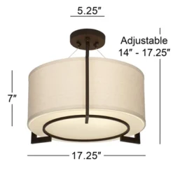 Possini Euro Design Stinson Modern Ceiling Light Semi Flush Mount Fixture 17 1/4" Wide Bronze 3-Light Linen Drum Shade For Bedroom Kitchen Living Room 12 Possini Euro Design Stinson Modern Ceiling Light Semi Flush Mount Fixture 17 1/4" Wide Bronze 3-Light Linen Drum Shade For Bedroom Kitchen Living Room -Famous Lighting Store GUEST 5cfc32a1 5a13 49e4 b20a c7db2f1f1e48