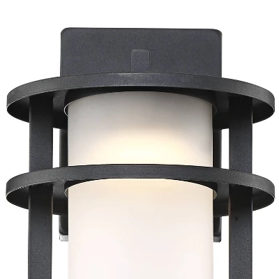 John Timberland Aline Modern Outdoor Wall Light Fixtures Set Of 2 Black Metal LED 13" White Frosted Glass For Post Exterior Barn Deck 1 John Timberland Aline Modern Outdoor Wall Light Fixtures Set Of 2 Black Metal LED 13" White Frosted Glass For Post Exterior Barn Deck