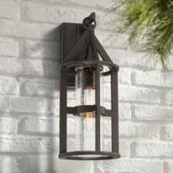 John Timberland Argentine Modern Industrial Outdoor Wall Light Fixture Bronze Metal 21" Clear Seedy Glass For Post Exterior Barn Deck House Porch Yard