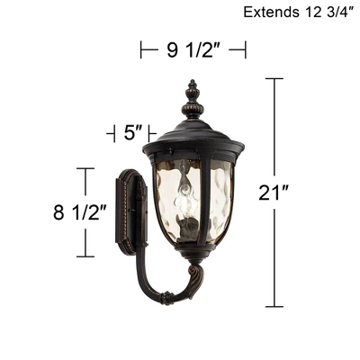John Timberland Bellagio Vintage Rustic Outdoor Wall Light Fixture Veranda Bronze Upbridge 21" Hammered Glass Sconce For Post Exterior Barn Deck House 5 John Timberland Bellagio Vintage Rustic Outdoor Wall Light Fixture Veranda Bronze Upbridge 21" Hammered Glass Sconce For Post Exterior Barn Deck House - Image 5