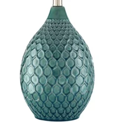 360 Lighting Modern Table Lamp With USB Charging Port 24 3/4" High Sea Foam Ceramic Oatmeal Drum Shade For Living Room Desk Bedroom -Famous Lighting Store GUEST 65a82152 1a9a 4a2e 91f6 b84d7352b90d