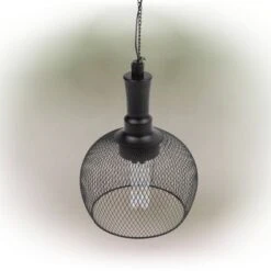 10" Solar Hanging Mesh Glass Lantern Black - Alpine Corporation -Famous Lighting Store GUEST 66951818 9e32 40f5 b343 a9463ef6feae