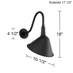 Franklin Iron Works Neihart Rustic Farmhouse Outdoor Barn Light Fixture Black Curving Gooseneck 18" For Post Exterior Barn Deck House Porch Yard Patio -Famous Lighting Store GUEST 677f4c68 016a 4167 9549 ed0662550ed0