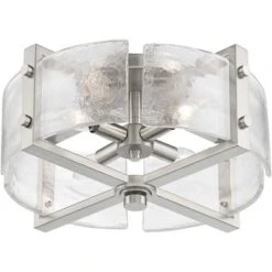 Possini Euro Design Prane Modern Industrial Ceiling Light Semi Flush Mount Fixture 17" Wide Brushed Nickel 4-Light Warped Glass For Bedroom Kitchen -Famous Lighting Store GUEST 67a99e33 3ded 4f1c 8926 ed44f24e2ae9