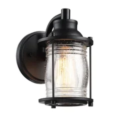 Outdoor Wall Light With Glass Shade Black - Wellfor