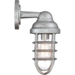John Timberland Marlowe Industrial Outdoor Wall Light Fixture Galvanized Cage 13 1/4" Clear Glass For Post Exterior Barn Deck House Porch Yard Patio -Famous Lighting Store GUEST 69a7f4a2 ec19 458e 867e a5a47f2885a3