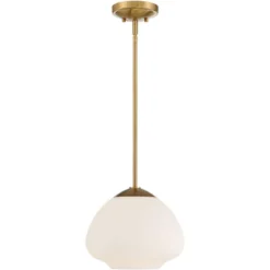 Possini Euro Design Orilla Brass Mini Pendant Light 11 3/4" Wide Mid Century Modern White Opal Glass Shade For Dining Room House Foyer Kitchen Island -Famous Lighting Store GUEST 6b825d15 6d82 4dd9 a2ba bf886b8011ff