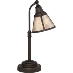 Regency Hill Malta Rustic Farmhouse Desk Lamp 18 1/2" High Satin Bronze Metal Adjustable Blond Mica Shade For Bedroom Living Room Bedside Nightstand -Famous Lighting Store GUEST 6c5742eb d965 47e5 9c1f 2af998e3b980