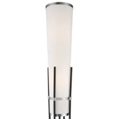 Possini Euro Design Flute Modern Torchiere Floor Lamp 64" Tall Satin Black Brushed Nickel White Linen Shade For Living Room Bedroom Office House Home -Famous Lighting Store GUEST 6d8338c9 1eea 4637 a805 c6f342edfa75