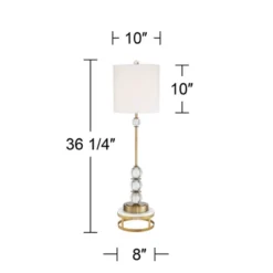 Vienna Full Spectrum Halston Buffet Table Lamp With Round Riser 36 1/4" Tall Crystal Ball Brass Off White Fabric Drum Shade For Bedroom Living Room -Famous Lighting Store GUEST 6e330ed7 0630 402a 94b4 b9d4cab7bd33