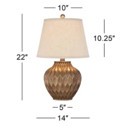 360 Lighting Accent Urn Table Lamp With USB Charging Port 22" High Warm Bronze Drum Shade For Living Room Desk Bedroom House -Famous Lighting Store GUEST 6e8066d4 1a20 45e1 822e 9dacd21fcc24