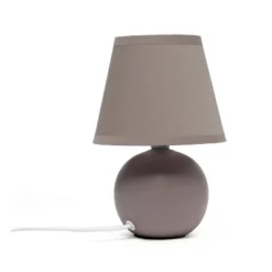 8.66" Petite Ceramic Orb Base Bedside Table Desk Lamp With Matching Tapered Drum Fabric Shade Gray - Creekwood Home -Famous Lighting Store GUEST 6f0ab48c 1ddd 406e 955b d31ae672c5f2