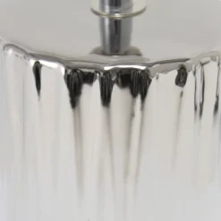 11.61" Tall Ruffled Capsule Bedside Table Desk Lamp With White Drum Fabric Shade Silver - Simple Designs -Famous Lighting Store GUEST 7003f4e2 b843 40a0 be85 cffa97354ce5