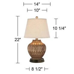 360 Lighting Accent Table Lamp With USB And AC Power Outlet Workstation Charging Base 22" High Warm Bronze Drum Shade Living Room Desk -Famous Lighting Store GUEST 712f942a f32c 449b a263 981ffcb1cc43