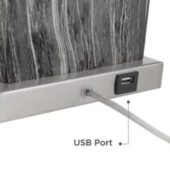 360 Lighting Connie Modern Table Lamps Set Of 2 With White Marble Riser 25" High Black Faux Marble USB Charging Port White Rectangular Shade For Desk -Famous Lighting Store GUEST 71589750 1e2d 47e9 a685 da6f3eb5bf29 1