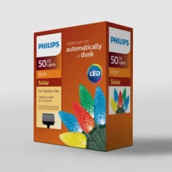 Philips 50ct Solar Faceted C6 String Lights Multicolor With Green Wire