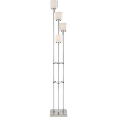 Possini Euro Design Modern Tree Floor Lamp With USB Charging Port 4-Light 72" Tall Brushed Nickel Glass Shade Living Room Reading 8 Possini Euro Design Modern Tree Floor Lamp With USB Charging Port 4-Light 72" Tall Brushed Nickel Glass Shade Living Room Reading - Image 8