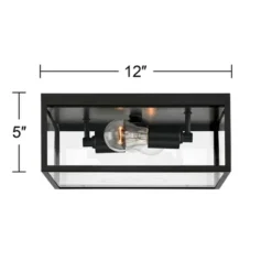 John Timberland Modern Outdoor Ceiling Light Fixture Matte Black 12" Clear Glass Panels Square Exterior House Porch Patio Outside 13 John Timberland Modern Outdoor Ceiling Light Fixture Matte Black 12" Clear Glass Panels Square Exterior House Porch Patio Outside -Famous Lighting Store GUEST 79277641 ad1f 4a5f baa9 e1fe4788d826