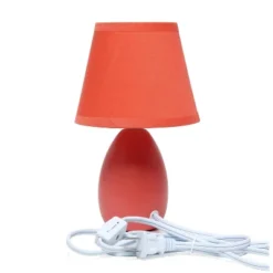 9.45" Petite Ceramic Oblong Bedside Table Desk Lamp With Matching Tapered Drum Shade Orange - Creekwood Home -Famous Lighting Store GUEST 799a9649 a8cc 4523 8892 57d4ac0577c4