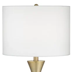 360 Lighting Elka Modern Mid Century Table Lamp 28" Tall Brass Geometric Metal White Drum Shade For Bedroom Living Room Bedside Nightstand Office Home -Famous Lighting Store GUEST 7a8b33dd 7fd7 4010 b1c8 e4a50f07ea7b
