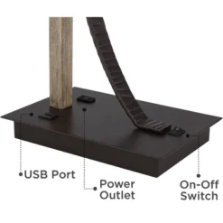 Franklin Iron Works Gentry Industrial Desk Lamp 22" High Oil Rubbed Bronze Faux Wood Cage With USB And AC Power Outlet In Base Oatmeal Shade For Desk -Famous Lighting Store GUEST 7c26c10f 43f5 4286 91c1 5e32e5ce519e