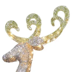 National Tree Company 60-Inch Prelit Silver Standing Reindeer With 105 Clear LED Lights Indoor And Outdoor Holiday Decoration With Ground Stakes
