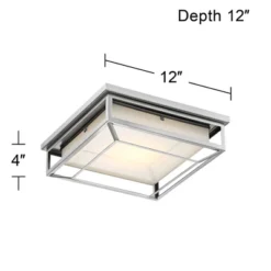 Possini Euro Design Radcliffe Modern Flush Mount Outdoor Ceiling Light Matte Nickel LED 4" Frosted Bonded Glass Damp Rated For Post Exterior Barn Deck -Famous Lighting Store GUEST 7d4b8b7b 6b3a 40c8 955a 629992129081