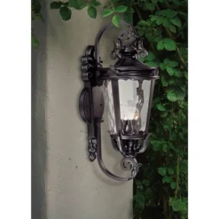 John Timberland Casa Marseille Vintage Rustic Outdoor Wall Light Fixture Textured Black Scroll 31" Clear Hammered Glass For Post Exterior Barn Deck -Famous Lighting Store GUEST 7e90af4a 242f 41ee ab23 f5b291efe742