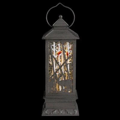 Roman 11" Deer With Cardinals LED Lighted Christmas Lantern 3 Roman 11" Deer With Cardinals LED Lighted Christmas Lantern - Image 3