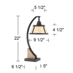 Franklin Iron Works Oak Rustic Farmhouse Desk Table Lamp 22" High Gray With USB And AC Power Outlet In Base Wash Mica Shade For Bedroom Living Room -Famous Lighting Store GUEST 82159f45 6684 4a0e 96c2 030b8dd6f579