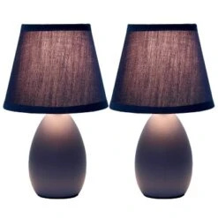 9.45" 2pk Petite Ceramic Oblong Bedside Table Desk Lamps With Matching Tapered Drum Shade Blue - Creekwood Home -Famous Lighting Store GUEST 8550a784 5a26 45a3 9f65 86da506a3e9e