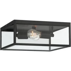 John Timberland Modern Outdoor Ceiling Light Fixture Matte Black 12" Clear Glass Panels Square Exterior House Porch Patio Outside 9 John Timberland Modern Outdoor Ceiling Light Fixture Matte Black 12" Clear Glass Panels Square Exterior House Porch Patio Outside -Famous Lighting Store GUEST 8963c305 1392 4a3f 96db d49c90551b71