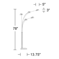 Possini Euro Design Infini Mid Century Modern Arc Floor Lamp 78" Tall Chrome 5 Light Swivel Dome Shades For Living Room Reading Bedroom Office House -Famous Lighting Store GUEST 8e1a5ee4 40b4 4393 a59b 99fcb475dfec