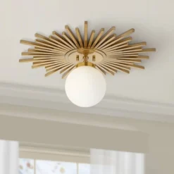 Possini Euro Design Hazel Modern Ceiling Light Semi Flush Mount Fixture 24" Wide Warm Brass White Globe Shade For Bedroom Kitchen Living Room Hallway -Famous Lighting Store GUEST 937faa9c a474 460e 97d2 cb24e8bfb570